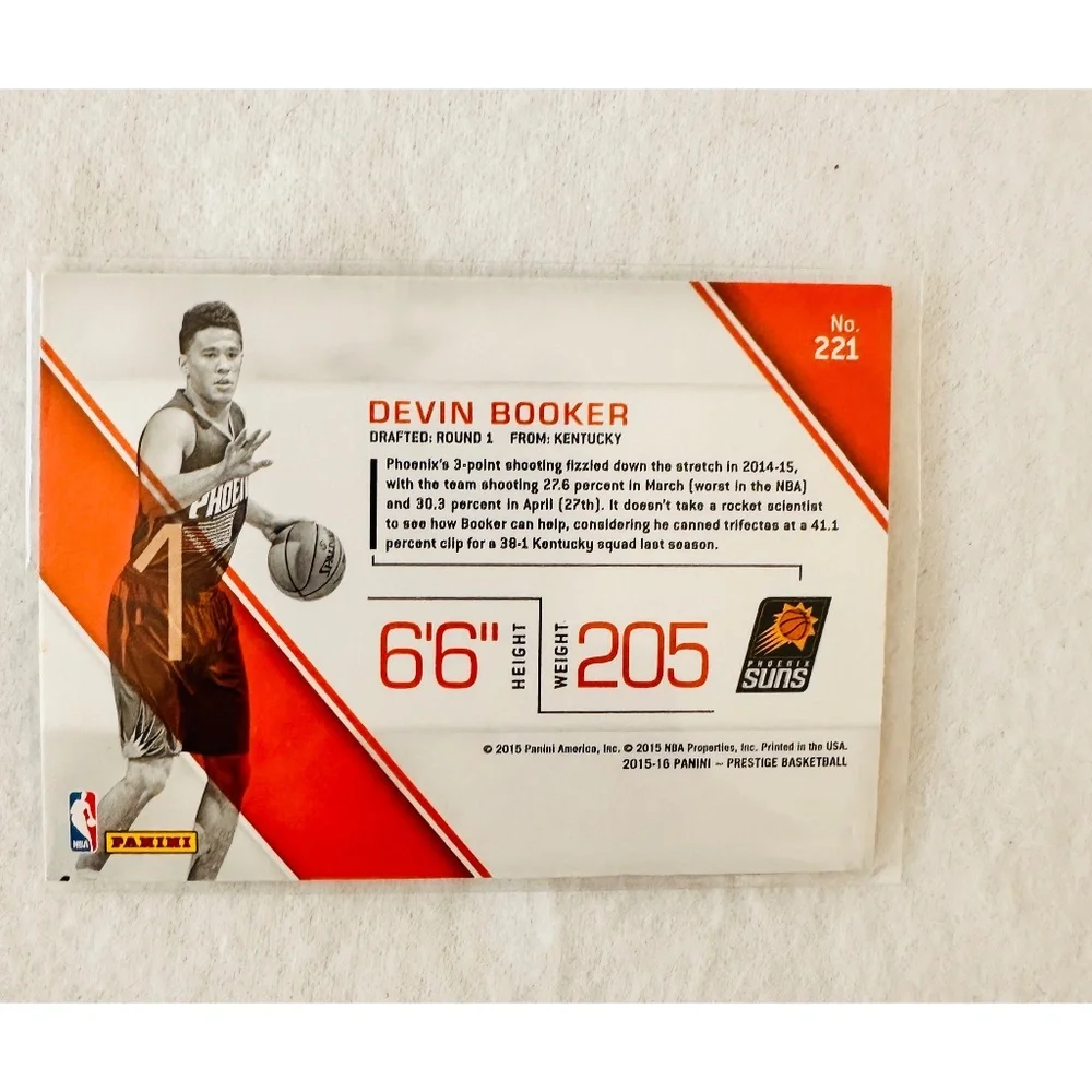 Prestige 2015-16 Devin Booker Phoenix Suns #221 Rookie Card,